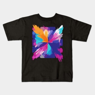 an abstract t-shirt featuring watercolor-inspired brush strokes and colors. Incorporating flowing and vibrant hues to create a dynamic and artistic composition Kids T-Shirt